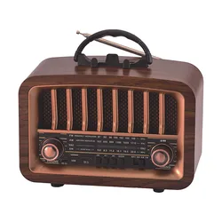 רדיו רטרו Bluetooth בינוני משולב עם רמקול ונגן MP3 כולל חיבור לכל הניידים, עץ אגוז